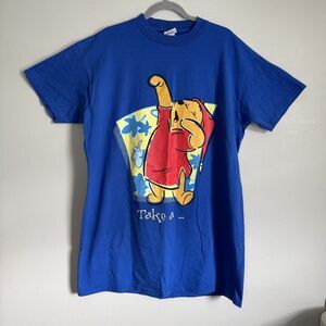 Vintage Disney Winnie The Pooh Sleeping Shirt Womens Take a Break One Size Blue